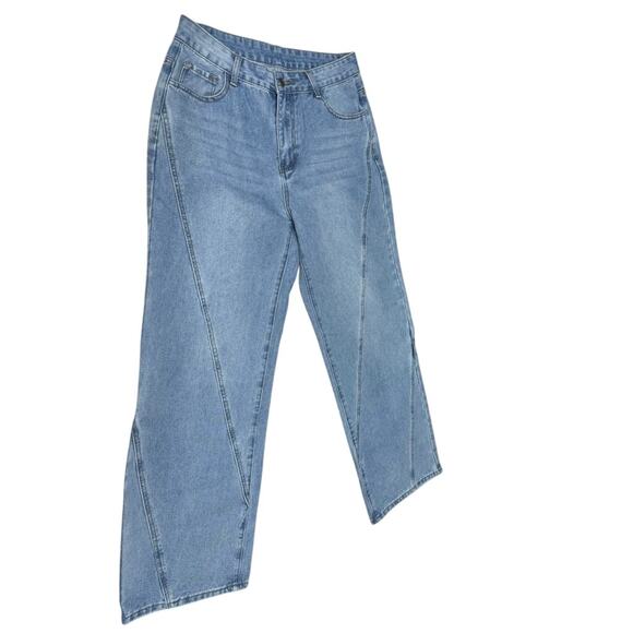 NWT!! "COMMENSE" WOMEN'S JEANS WIDE LEG BAGGY LIGHT COLOR SZ L TWEEN GRUNGE - Picture 1 of 10